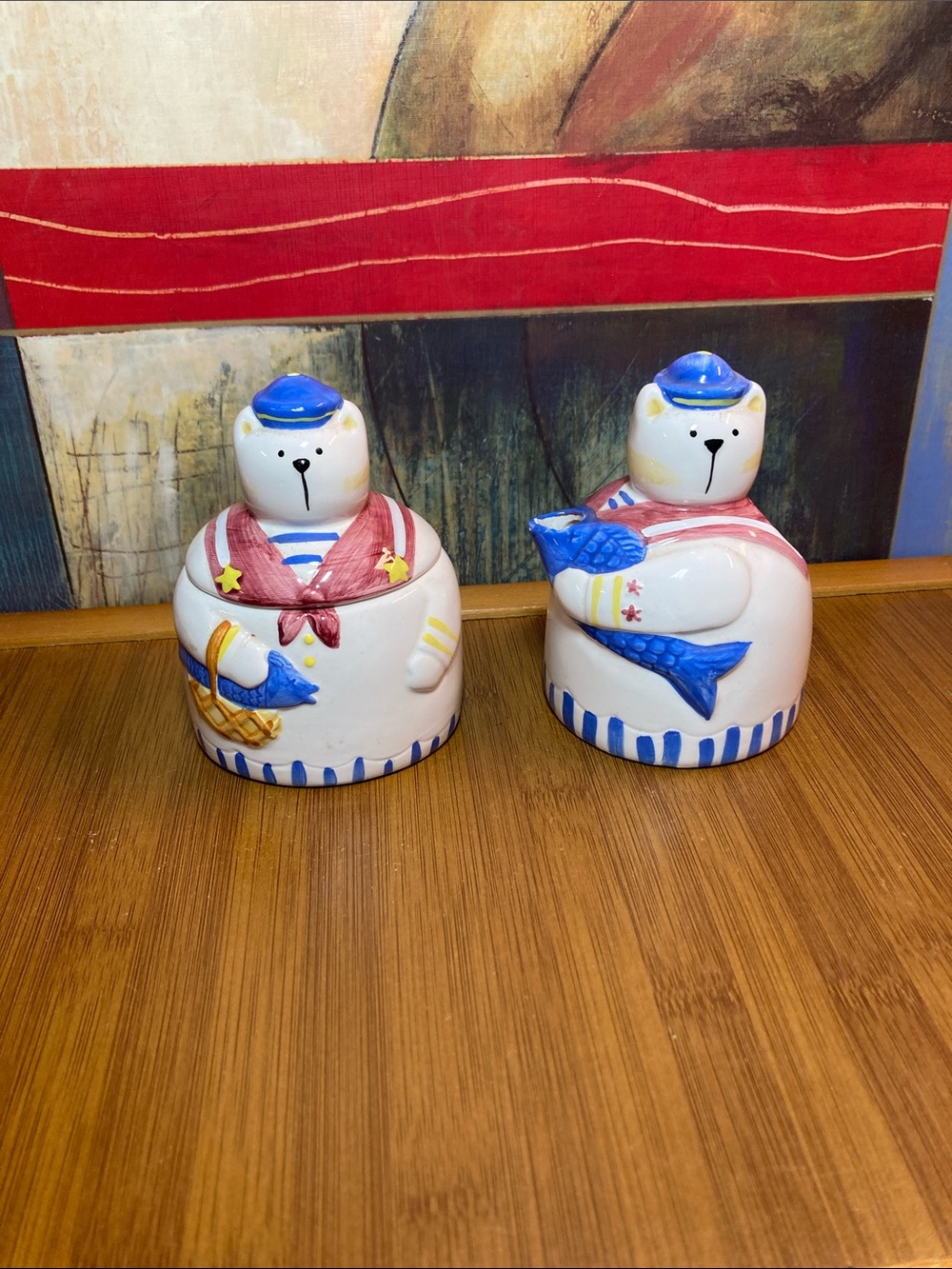 Vintage 1992 Linda Higgins Certified International Ceramic Bear Sugar & Creamer